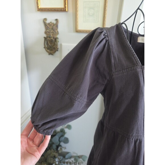 ALTAR'D STATE Washed Black Tiered Babydoll Dress Sz XS Pockets Raw Hem - Picture 2 of 8